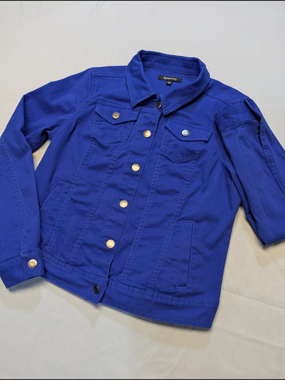 Relativity Women's Medium Royal Blue Trucker Denim Jacket